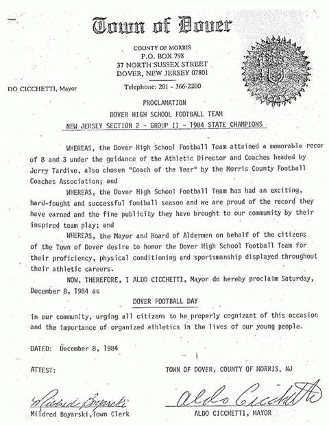 30th Anniversary of the Dover Tigers State Championship Win