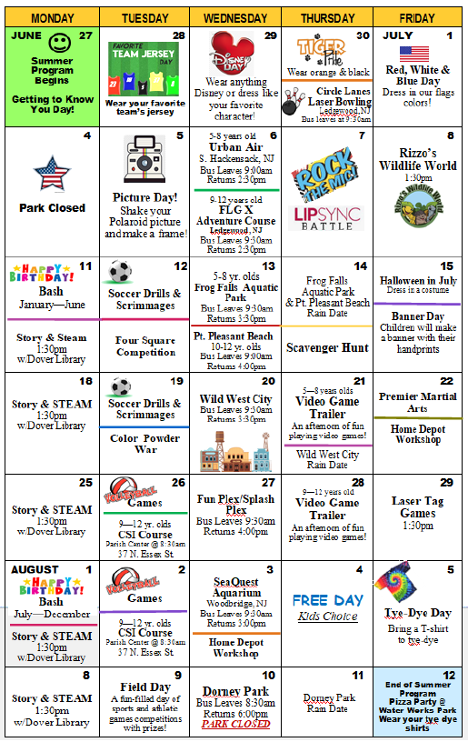 22 Summer Program Calendar Town Of Dover