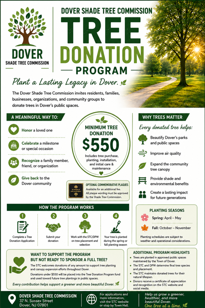 Town of Dover Shade Tree Donation Program Flyer